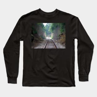 Perspective Cool Train Track Photography Mountain Side Railroad Art Long Sleeve T-Shirt